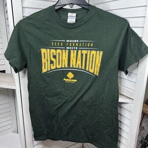 NDSU Bison Nation T-Shirt Gildan Cotton Green Unisex M Peterson Farms Seed Promo